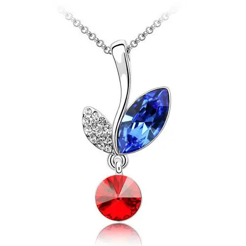 Elegant Green Violet Red Pink Yellow Blue 1.7*3.3cm Pendant Necklaces Gold Plated Women Plant Austrian Crystal Necklace | Украшения и