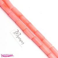 high quality 3x7mm smooth pink color natural coral column shape diy gems loose beads strand 15 w3690