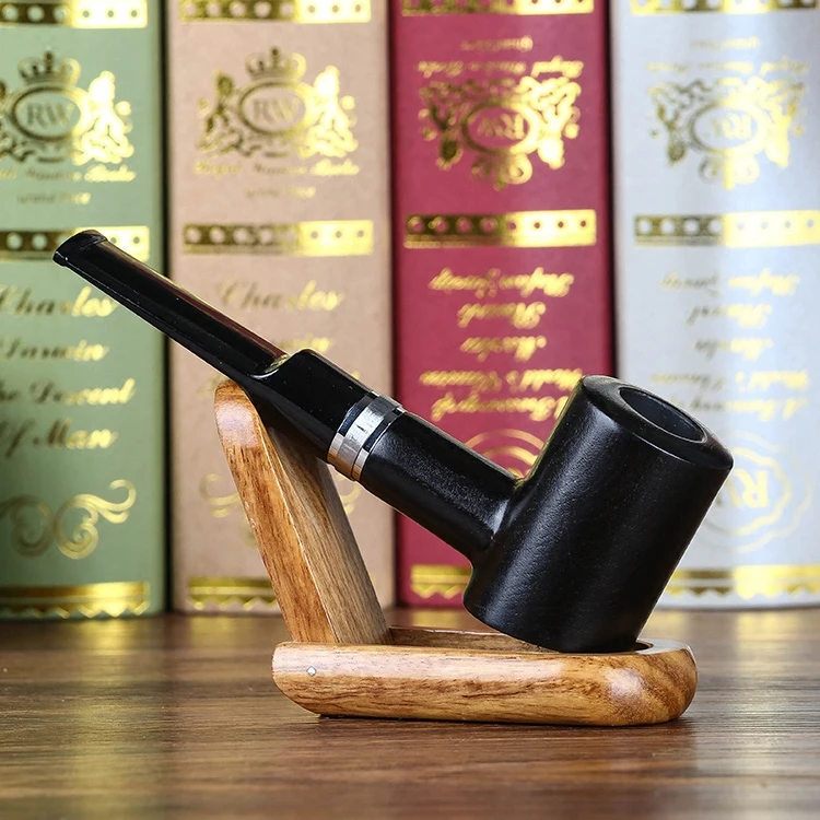 Черное дерево курительная труба ведро винтажная изогнутая табачная портативный