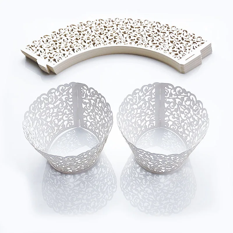 

9Styles 50pcs Little Vine Lace Laser Cut Cupcake Wrapper Liner Baking Cup For Wedding Birthday Christmas Party Decoration
