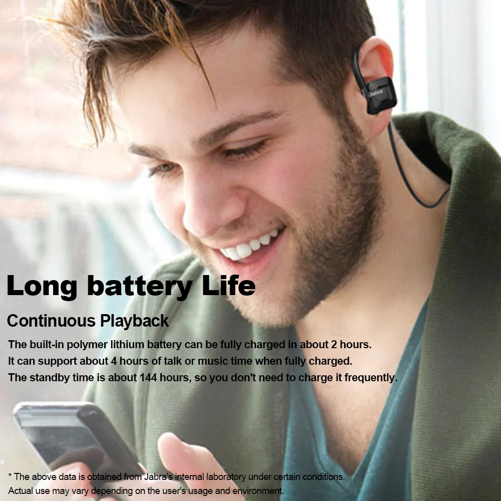 Jabra шаг беспроводные Bluetooth стерео наушники IP52 водонепроницаемые спортивные наушники Музыкальная гарнитура с шумоподавлением микрофоном