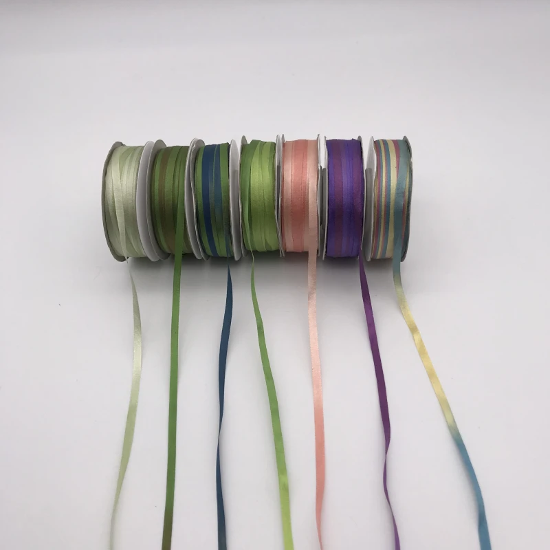 

7mm new variegated color 100% pure silk woven double face silk ribbons for embroidery handcraft project,gift packing