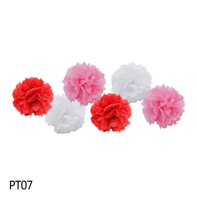 PT07 6 шт./компл. ручной работы 10 ''(25 см) ткани Бумага Pom Poms Бумага в виде цветочного шара светодиодные фонари для дома и сада одежда для свадьбы, дня рождения Рождество украшение автомобиля - Цвет: PT07