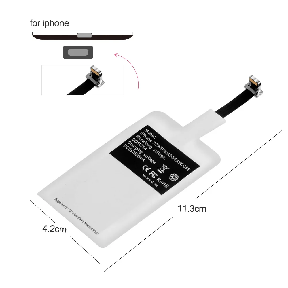Qi Беспроводное зарядное устройство приемник для iPhone 7 8 6 6s Xs max Micro USB Type C