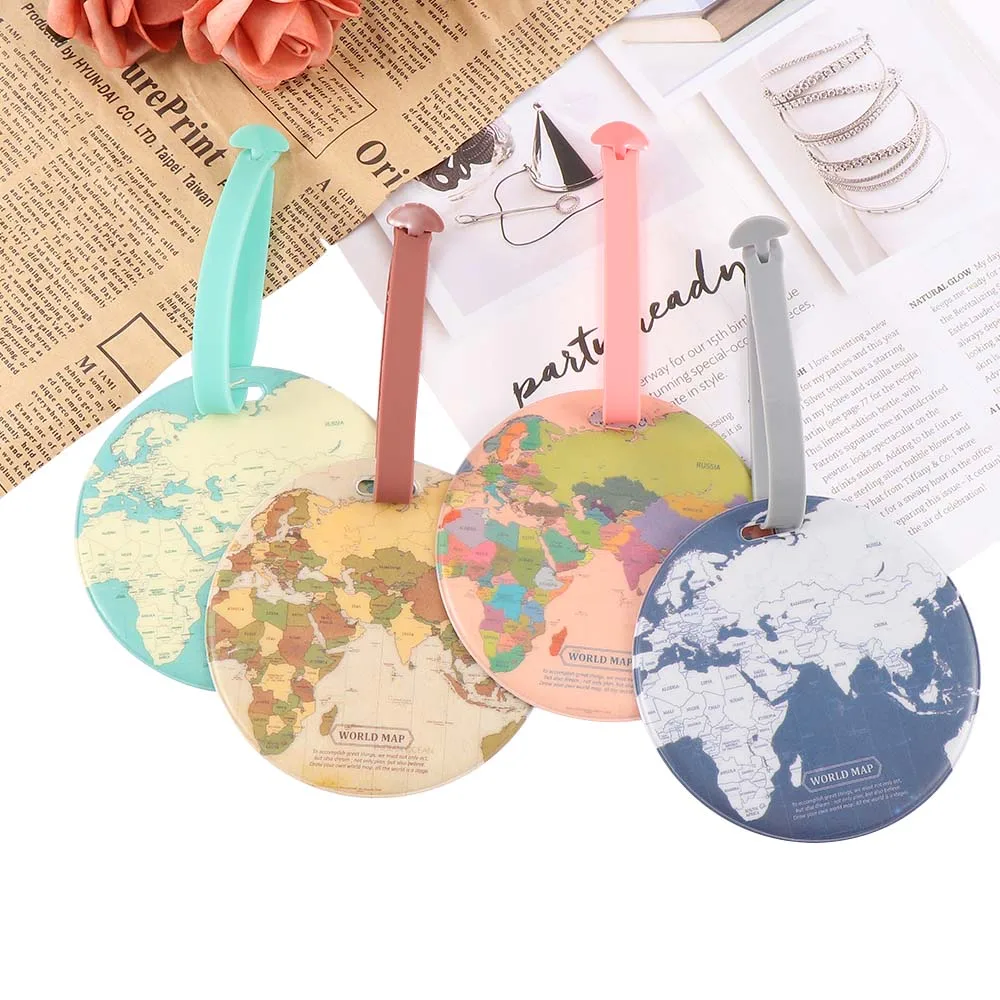 

Creative Luggage Tag Global Map Silica Suitcase ID Address Holder Identifier Baggage Boarding Tags Portable Travel Accessories