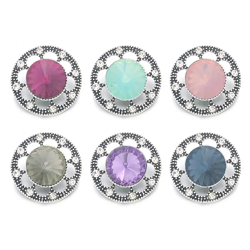 

Wholesale w387 Crystal 3D 18mm 20mm Metal Snap Button For Bracelet Necklace Interchangeable Jewelry Women Accessorie Findings