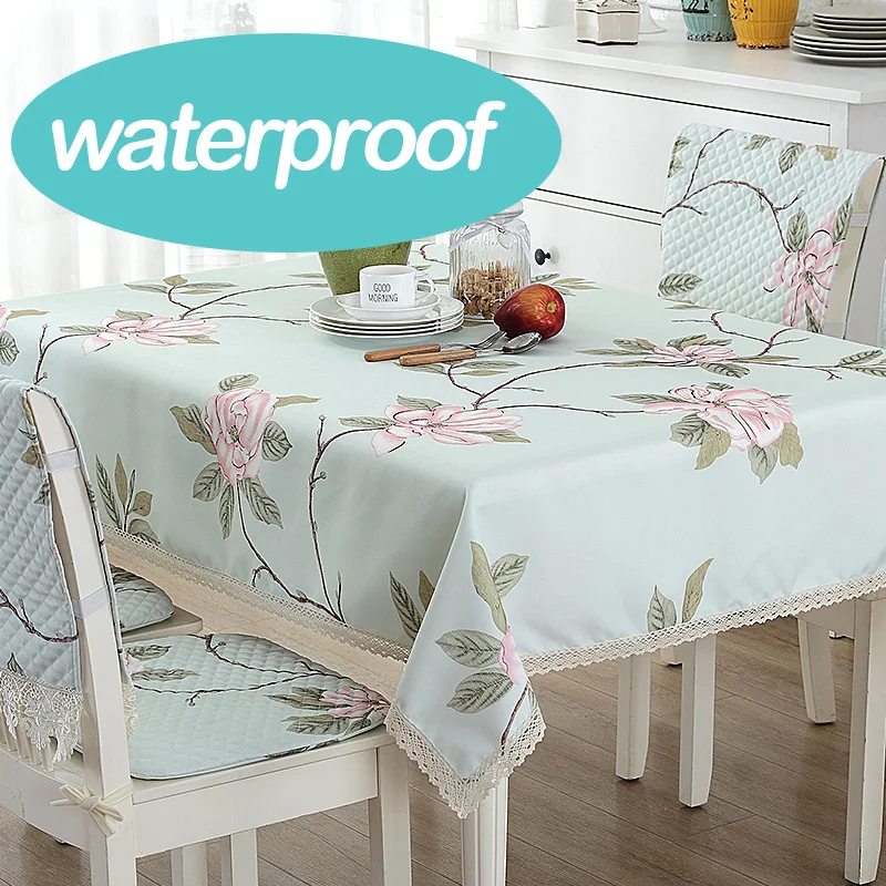 

Round table cover dinning table fabric tarpaulins wedding Magnolia square linen tablecloth floral waterproof Wipe Clean