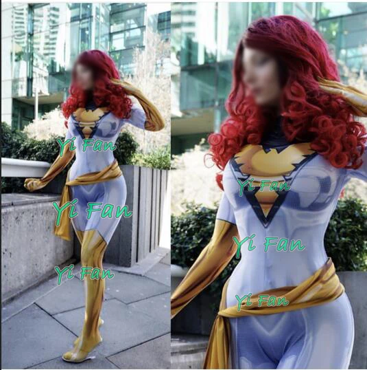 White Phoenix Superhero Costume 3D Spandex Zentai Bodysuit Woman Cosplay Catsuit Freeshipping | Тематическая одежда и