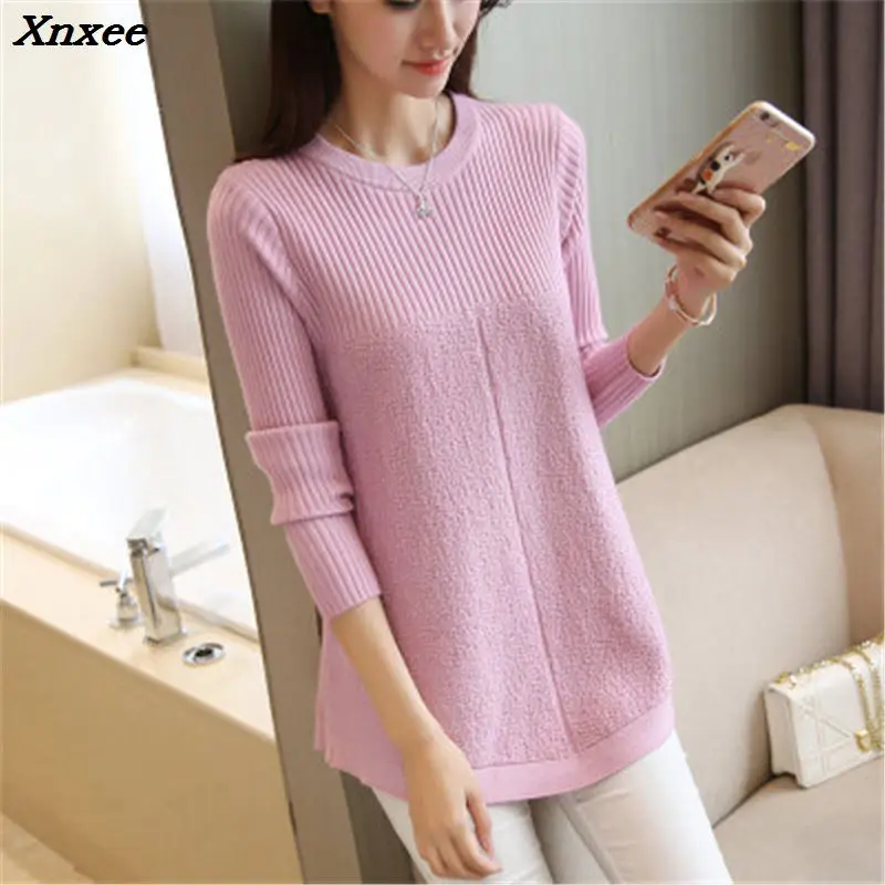 

Autumn Women Sweater Knit Pullover New Solid Color Loose O-Neck Winter Sweater Female Casual Tops Women's clothing 5 colors