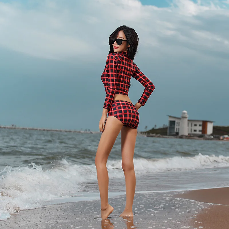 Long Sleeve Swimwear Women Bathing Suit Womens Rashguard Swim Wear Diving Surf Rash Guard Plus Size Swimsuit Suis Beach Sport | Спорт и