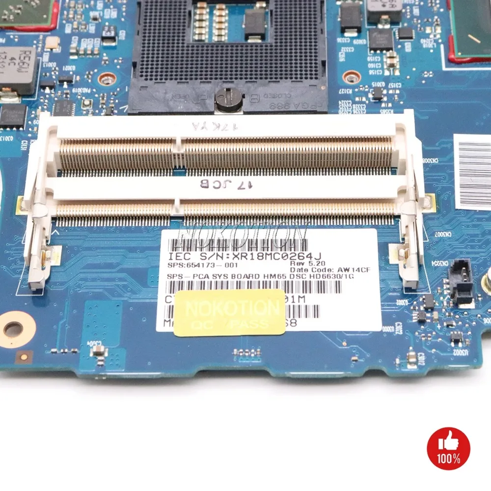 NOKOTION 654173-001 для HP Envy 14 14-2000 материнская плата ноутбука PCA SYS HM65 HD6630M 1 ГБ видеокарта