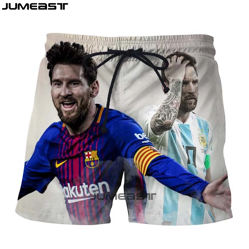 Jumeast Брендовые мужские/женские 3D принты "Футбол" Звезда Lionel Messi шорты летние быстросохнущие пляжные повседневные спортивные брюки короткие брюки
