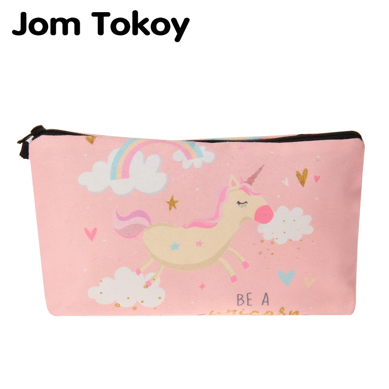 

Jom Tokoy 3D Printing Pink unicorn Makeup Bags With Multicolor Pattern Cute Cosmetics Pouchs For Travel Ladies Cosmetic Bag