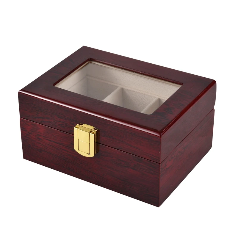 3-слотовый деревянные часы Коробка прямоугольная коробка для хранения дорогие
