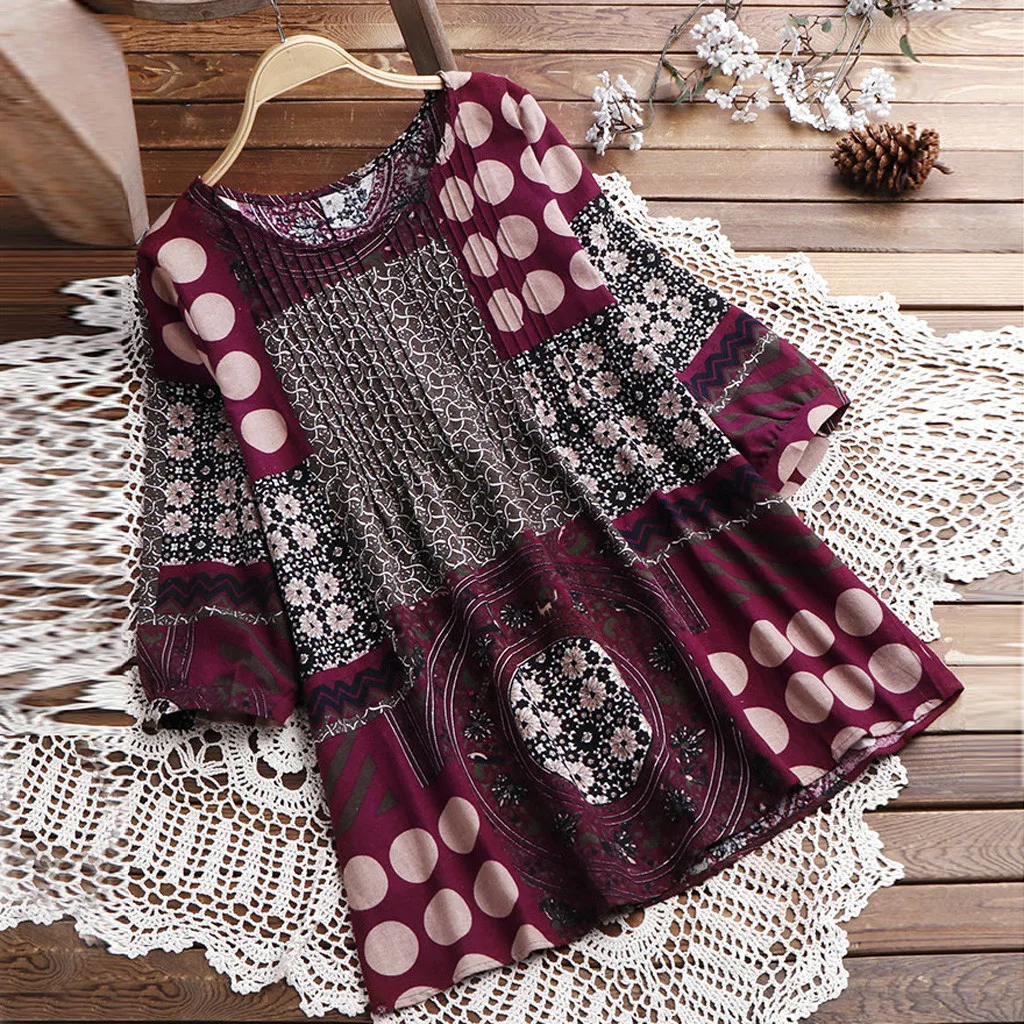 Feitong Boho женские блузки больших размеров женские свободные льняные национальные хиппи качели длинные рубашки блузки blusas mujer de moda