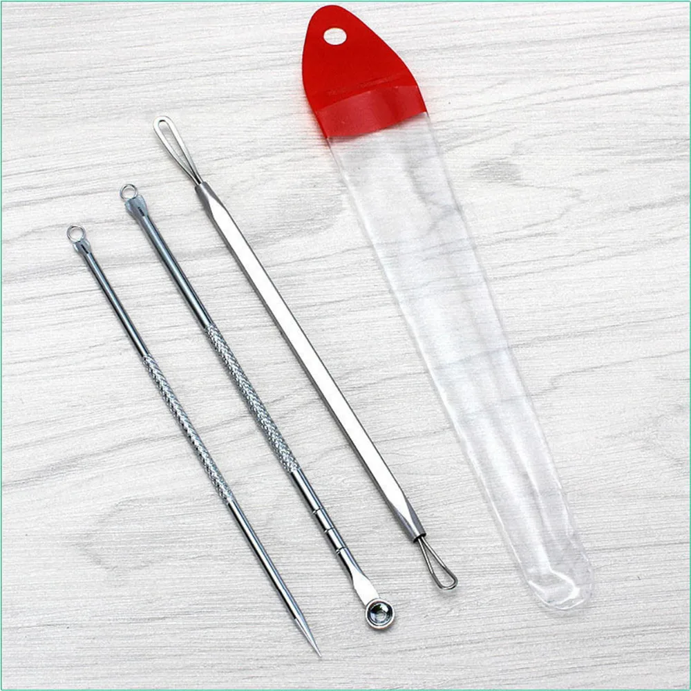 3 шт./компл. и черных точек прыщей Blackhead вакуум комедонов инструмент для удаления прыщей, прыщей, игла для удаления инструмент ложка для ухода за лицом