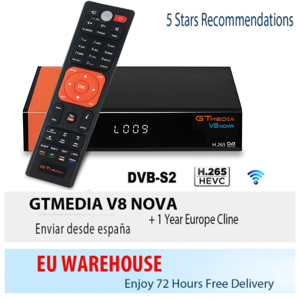 Ccam спутниковый ресивер Gtmedia V8 NOVA HD 1080P Ccam Cline для 1 года Испания встроенный Wifi ключ V9 Super power by V8 Super