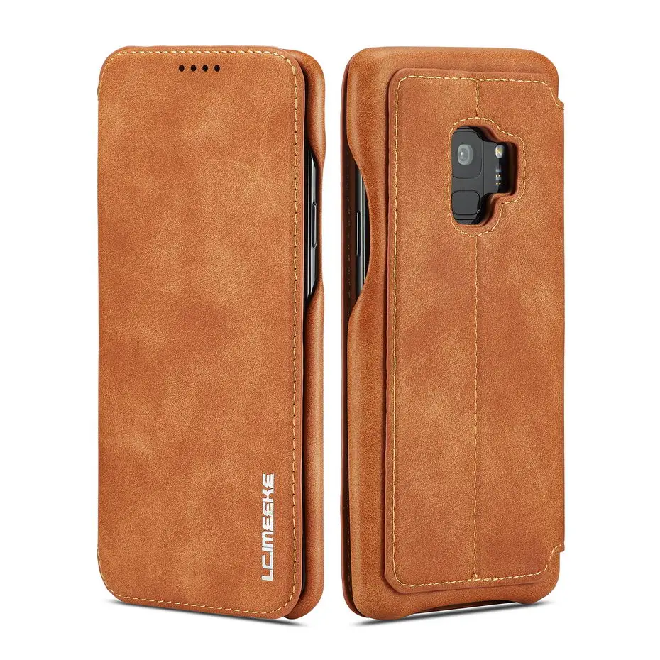 Роскошный флип чехол для Samsung galaxy S8 S7 S9 Plus Edge из натуральной кожи кошелек бизнес