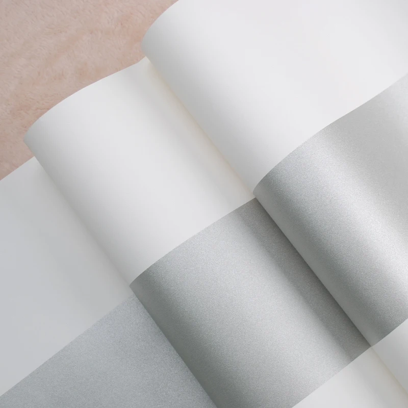 Металлические серебристые и белые смелые полосатые обои современные роскошные