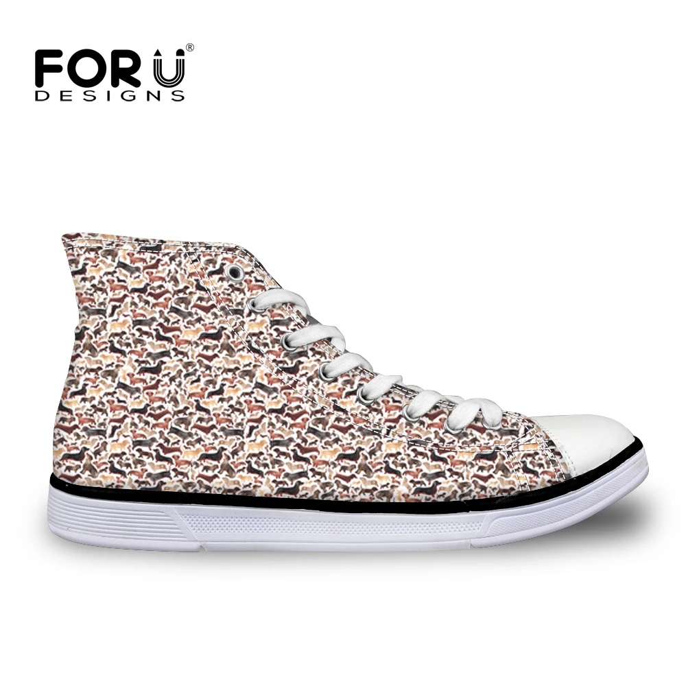 FORUDESIGNS; сезон осень; классическая женская парусиновая обувь; цвет белый, черный; женская обувь на плоской подошве с принтом колбасы, собаки, таксы; Zapatos - Цвет: ZJZ370AK