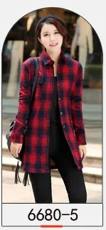 66805 Женские клетчатые фланелевые рубашки Blusa Camisa Femininas, зимние хлопковые плотные бархатные блузки, женские студенческие длинные рубашки HS1596 - Цвет: 66805