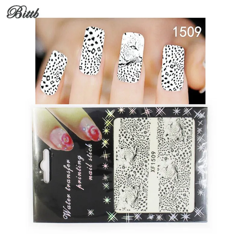 Bittb 3 листа стикер для дизайна ногтей черный белый леопардовый уход за кожей - Фото №1