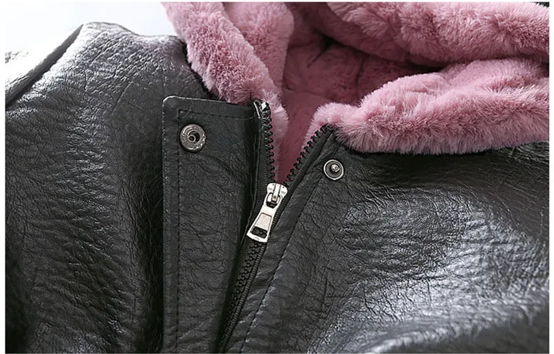

Winter Leather Jacket Kids Girls Children's Plus Velvet Warming Cotton PU Outwear for 6 8 10 12 16 Girl Boys Jackets