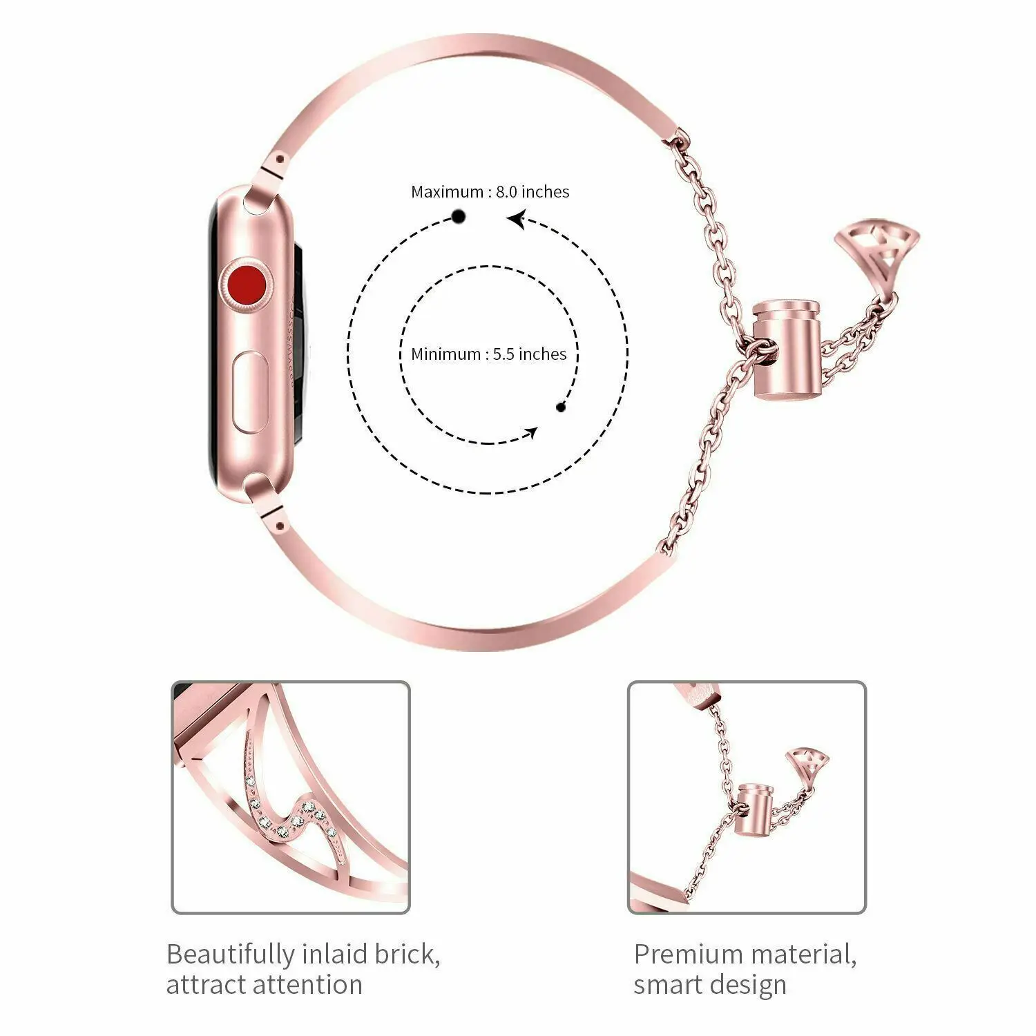 Ремешок из нержавеющей стали для Apple Watch Band 38 мм 42 40 44 браслет со стразами iWatch Series 6 5
