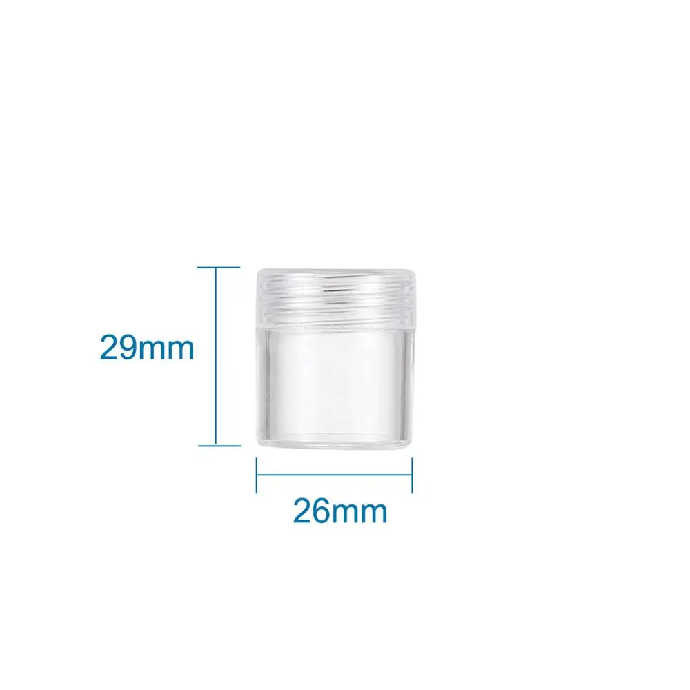 Plastic Bead Containers Clear Box for Jewelry Beads Rhinestone Nail Art Packaging Column bottle : 26x29mm,30pcs/set