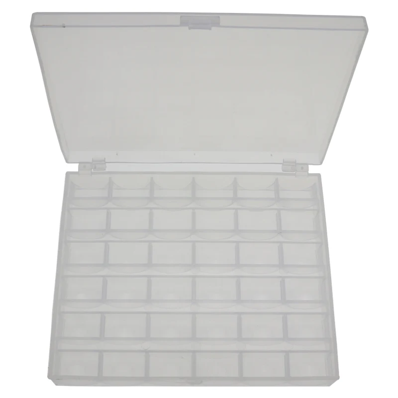 36PCS Cells Box YOKOYAMA 36 шт. прозрачный пустой катушки Шпулька металлический чехол 25 сетка чехол для хранения Коробка для Brother Janome Singer Elna Швейные машины катушки - Цвет: 36PCS Cells Box
