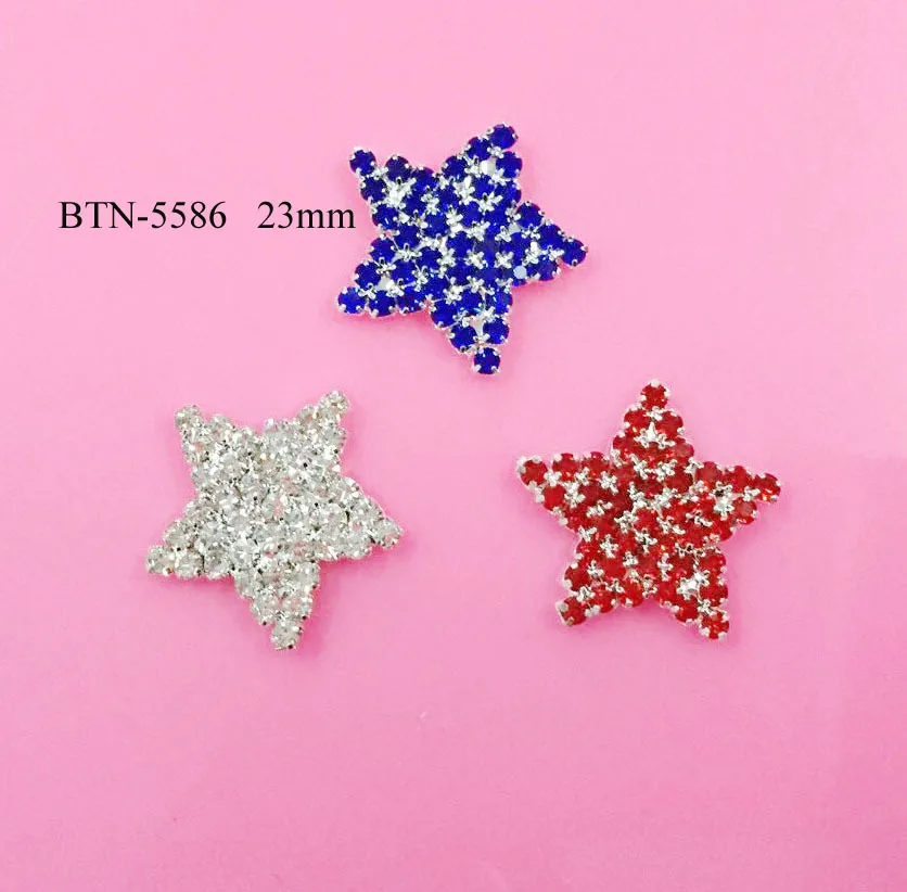 Free shipping 23mm star rhinestone button for DIY can mix colors 50PCS/LOT(BTN-5586)