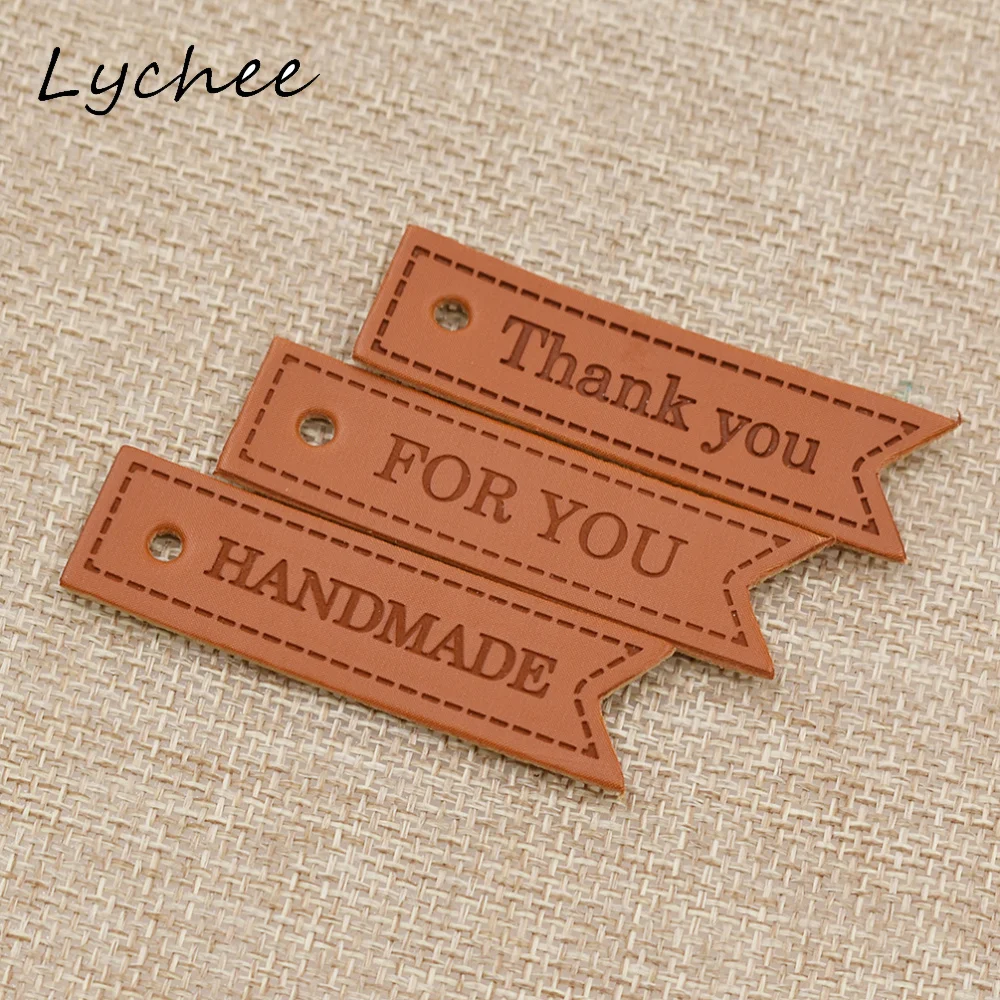 Lychee 20 шт коричневый ручной работы спасибо буквы PU кожаные этикетки для одежды мешок DIY швейная одежда аксессуары-бирки