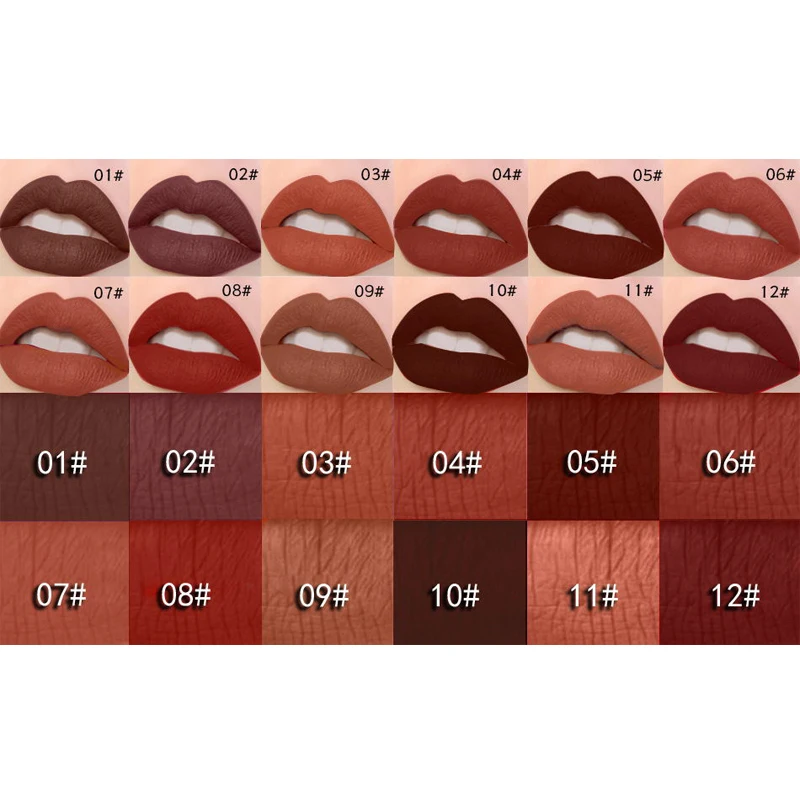 Модная коричневая темно-красная питательная помада блеск Матовая жидкая с