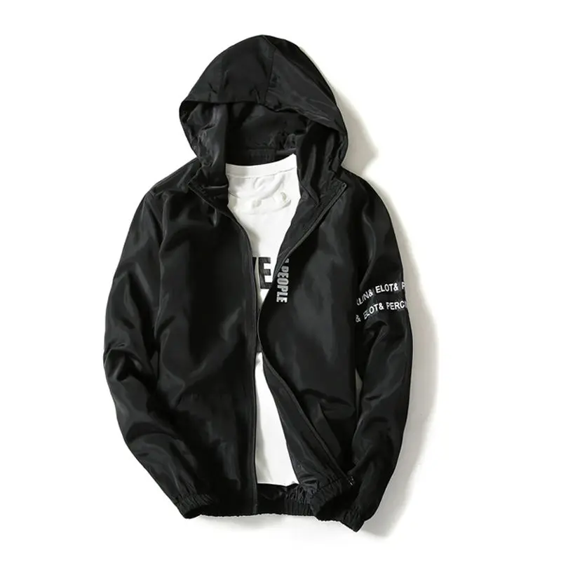 Jackets Men 2018 Summer New Thin Breathable Fashion Letter Hooded Clothing Mixed Color Plus Size M-4XL | Мужская одежда