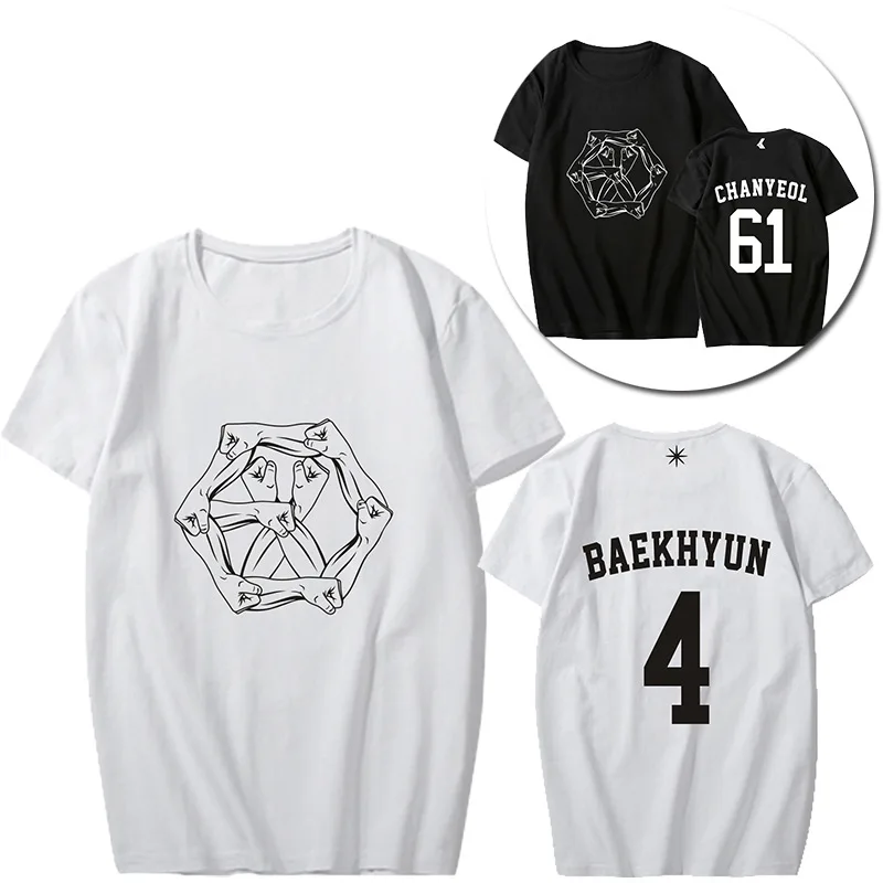 Летняя футболка EXO BAEKHYUN Album сила музыки для пар JN413 | Женская одежда