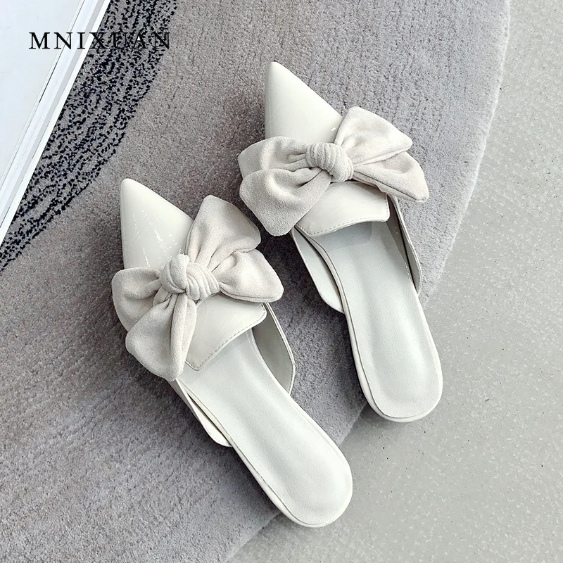 Женские мюли ручной работы MNIXUAN летние шлепанцы на плоской подошве однотонные с