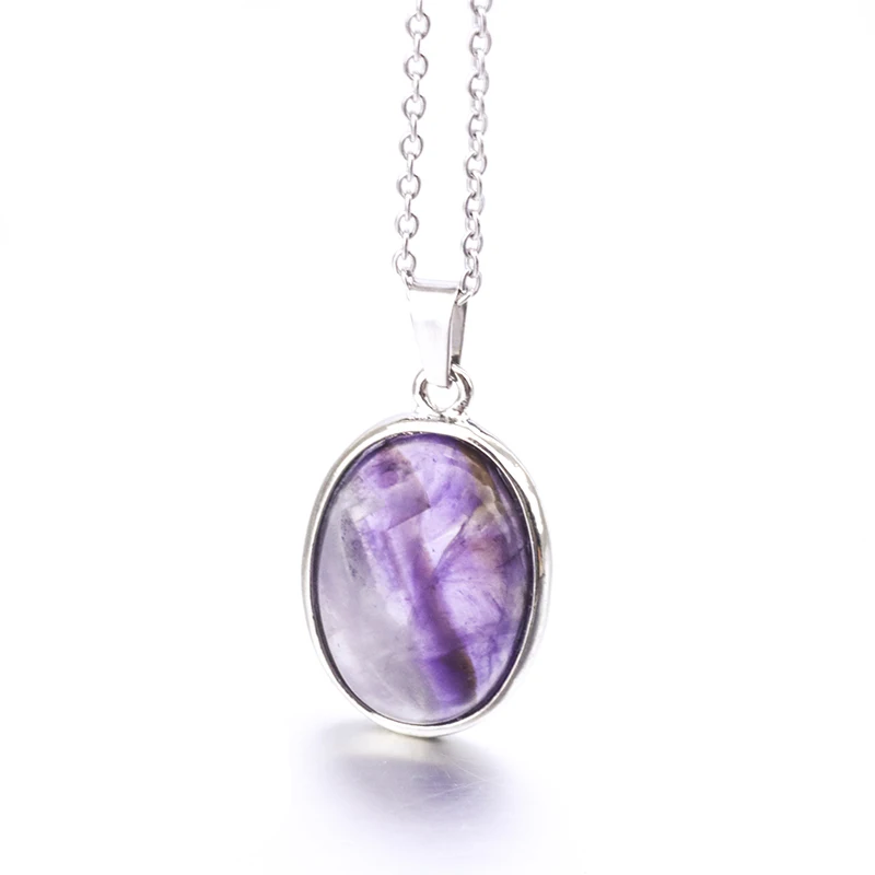 25 мм овальные ожерелья из натурального камня Подвески Розовый кварц розовый