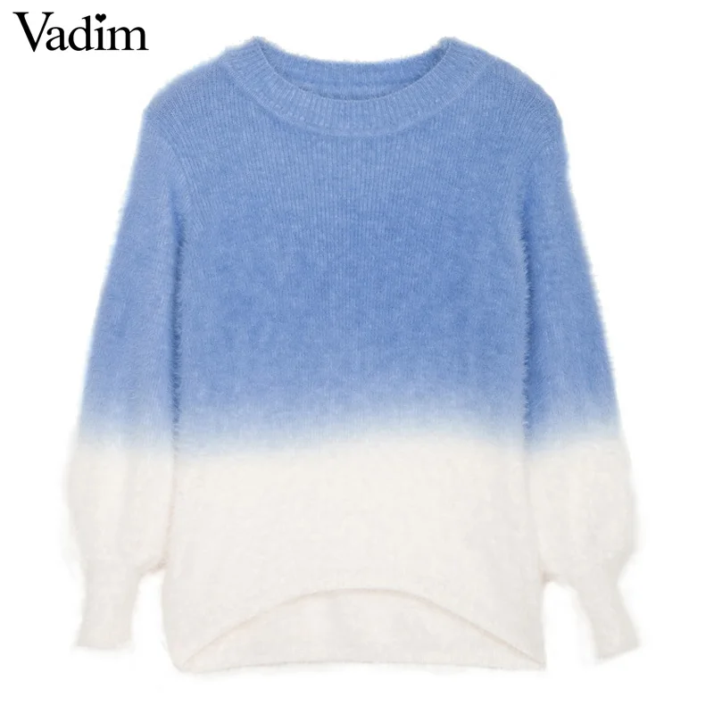 Свитер женский зимний свободный с круглым вырезом и длинным рукавом | Женская