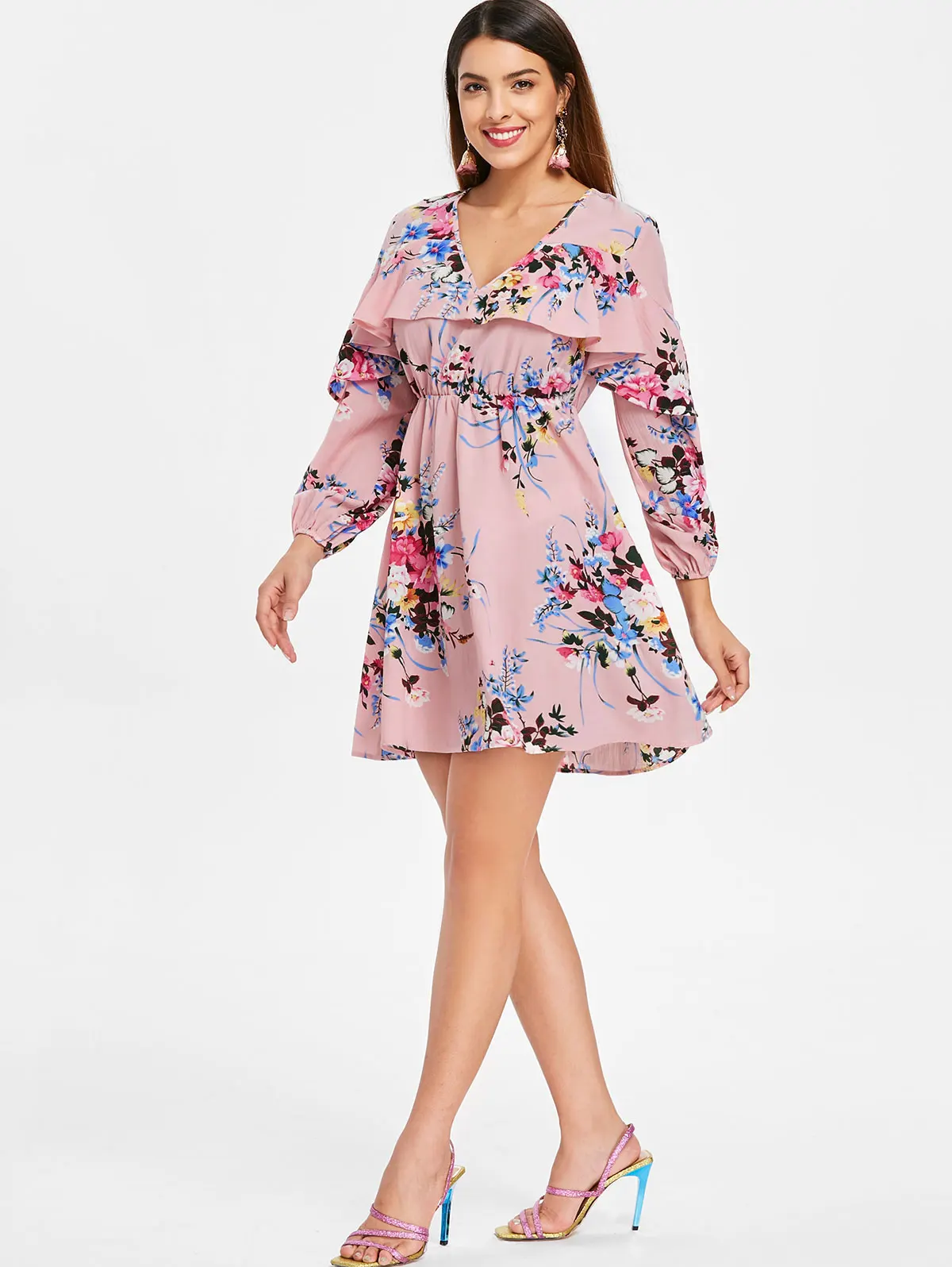 Kenancy женское богемное платье с цветочным принтом сексуальное мини длинным