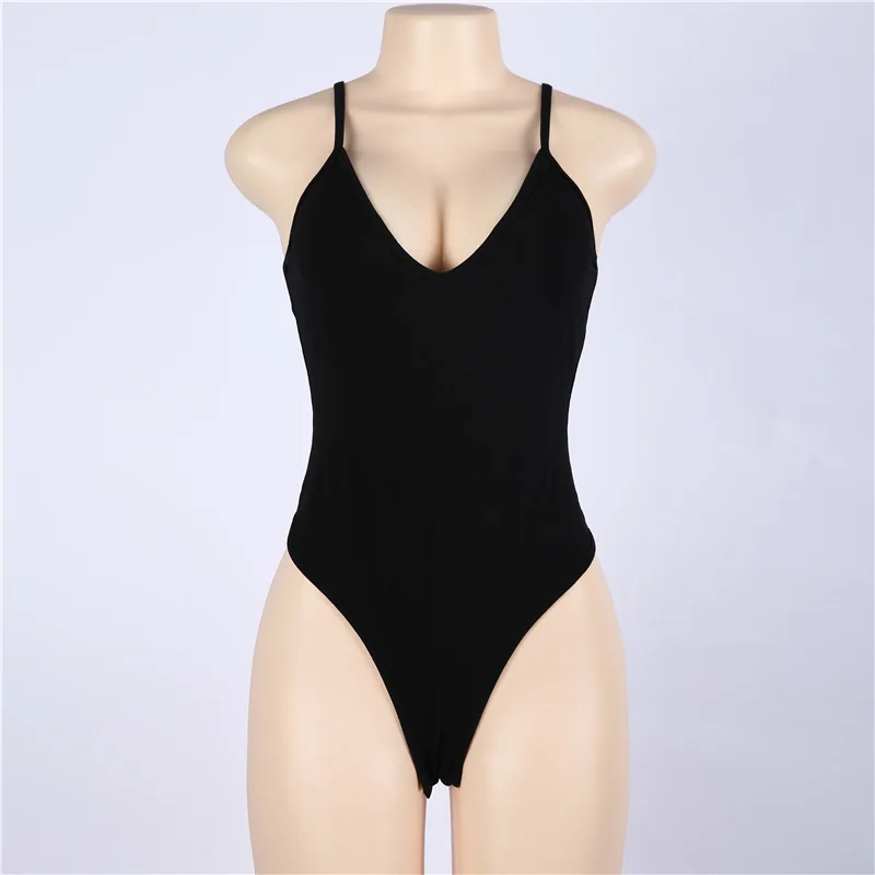 Sexy Deep V Neck Spaghetti Strap Brief Skinny Stretch Bodysuit Women Backless Summer Beach Casual Rompers Overalls | Женская одежда