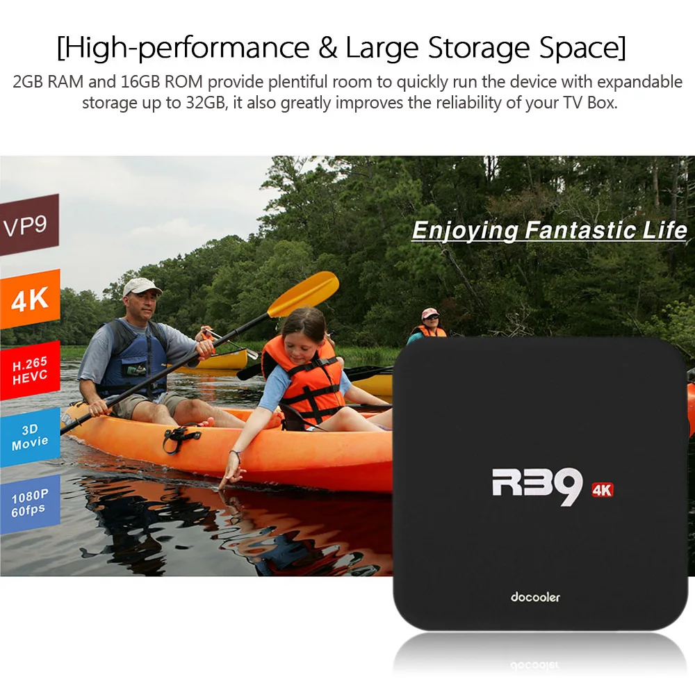 ТВ приставка Docooler R39 Android 8,1 2 Гб 16 Гб RK3229 четырехъядерный UHD 4K WiFi H.265 HD RJ45 медиаплеер для Smart tv& lcd