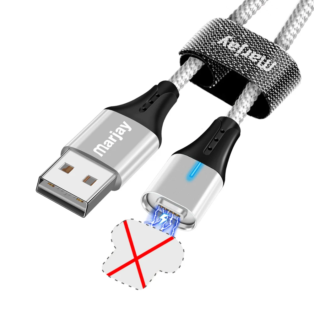 Only Silver Cable Магнитный зарядный провод usb type-C кабель для Xiaomi Mi 9 samsung S10 3A Quick 3,0 зарядный кабель type-C кабель USB C магнитное зарядное устройство - Цвет: Only Silver Cable