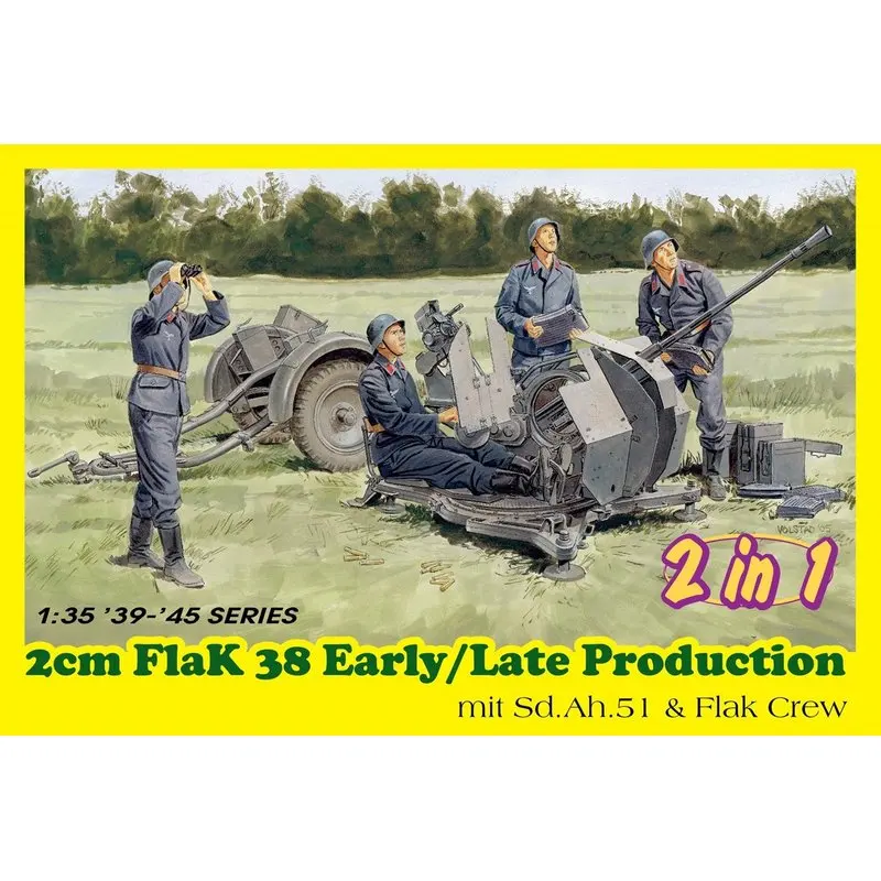 Немецкий набор моделей DRAGON 6942 1/35 2 см Flak 38 mit Sd.Ah.51 и Crew Scale|Наборы для сборки