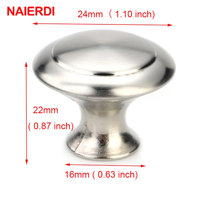 24mm 10 шт NAIERDI ручки для шкафа из нержавеющей стали ручки для выдвижных ящиков дверные ручки с винтами для шкафа фурнитура для кухонной мебели - Цвет: 24mm