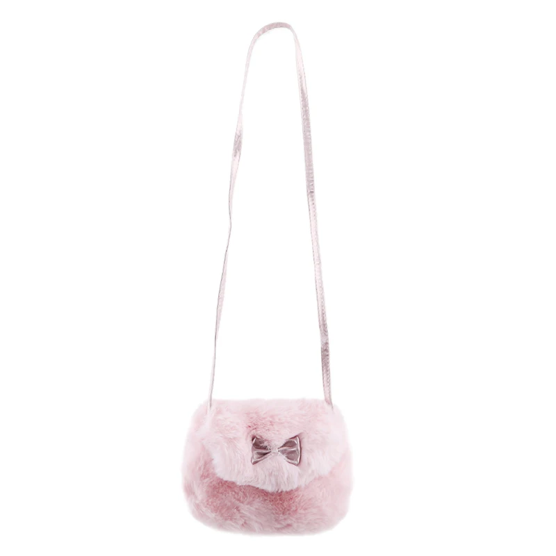 

New Cute Children Princess Girl Kids Mini Cross Body Bag Fashion Bowknot Imitation Fur Shoulder Messenger Bag