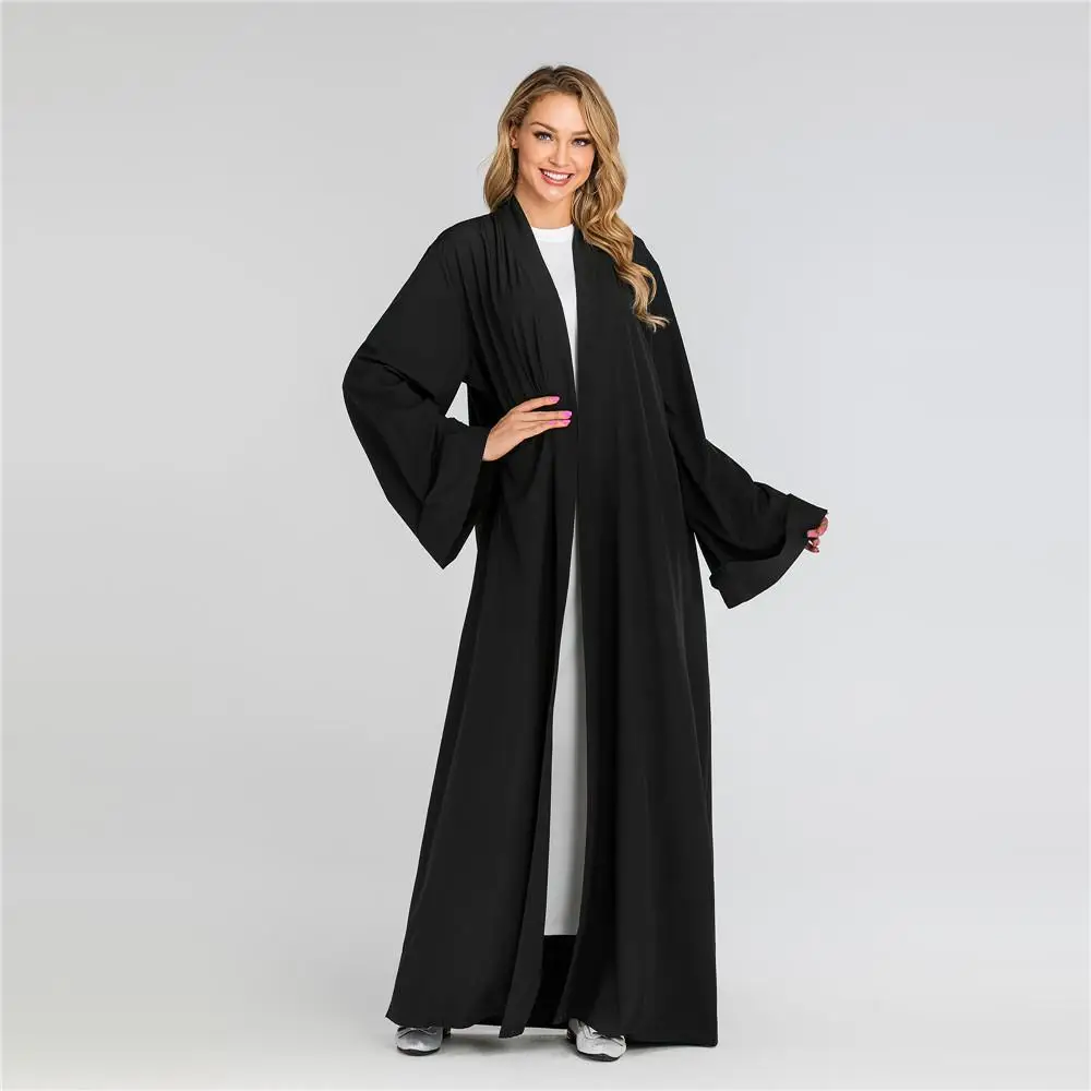 New Dubai Muslim Women Open Front Kimono Cardigan Long Maxi Dress Abaya Kaftan Robe Gown Long Sleeve With Belt Middle East Dress