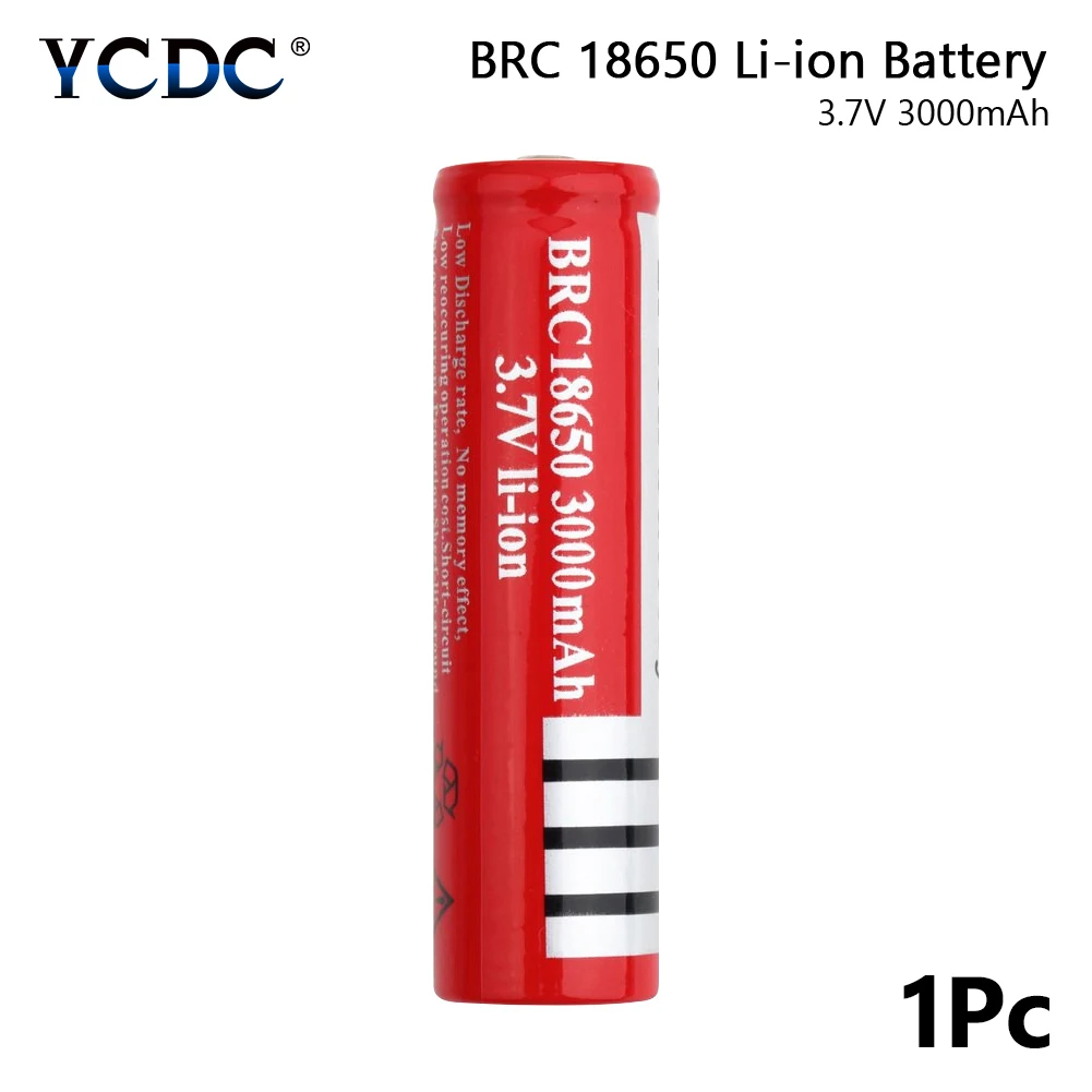 1 piece YCDC 1/2/4/6/8 шт Красный 3,7 вольт 3000 мАч BRC 18650 Перезаряжаемые Батарея литий-ионный Батарея для игрушечная лазерная указка фонарик - Цвет: 1 piece