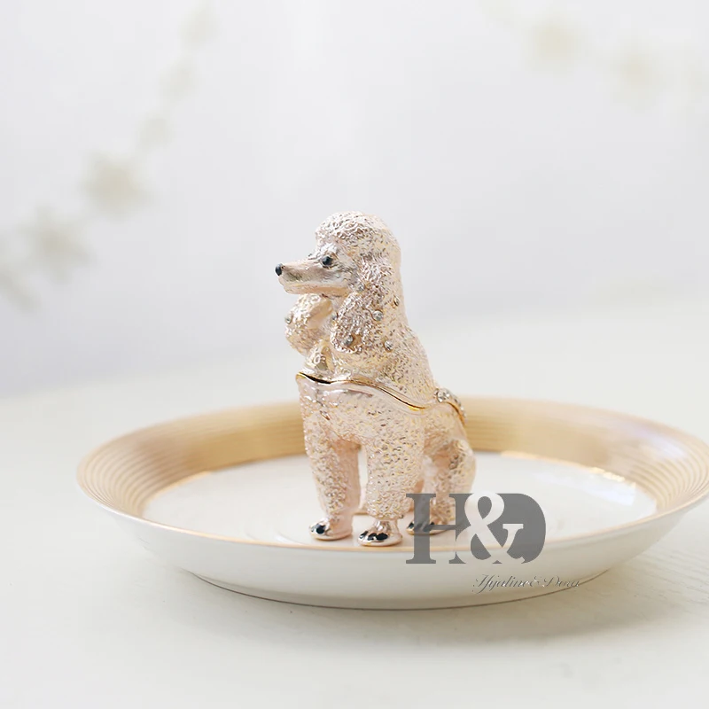 H& D Женская мода 2,8 ''Розовый пудель безделушки коробки ручной работы кольцо держатель Подарочная коробка безделушки для любителей собак демонстрационные Держатели(собака