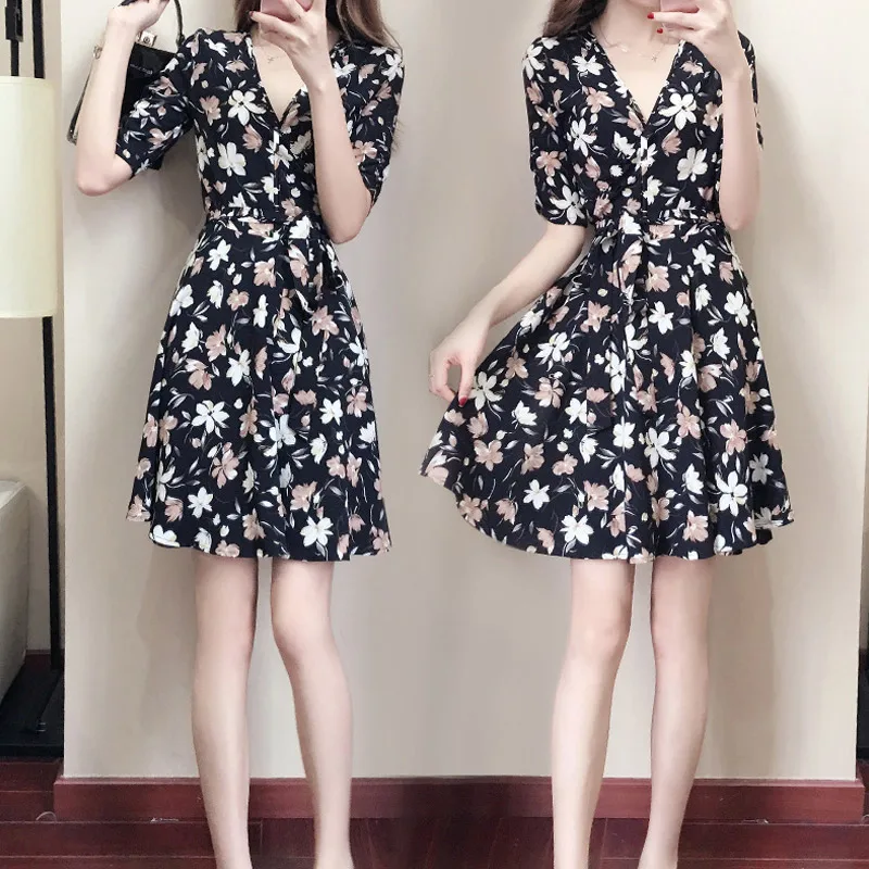 Новый хит продаж 1 предмет для женщин и девушек платье с цветочным принтом V