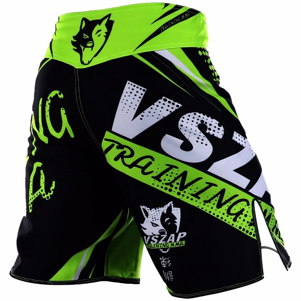 Мужские короткие боксерские шорты VSZAP зеленые для ММА GreenMuay Thai с принтом борьба